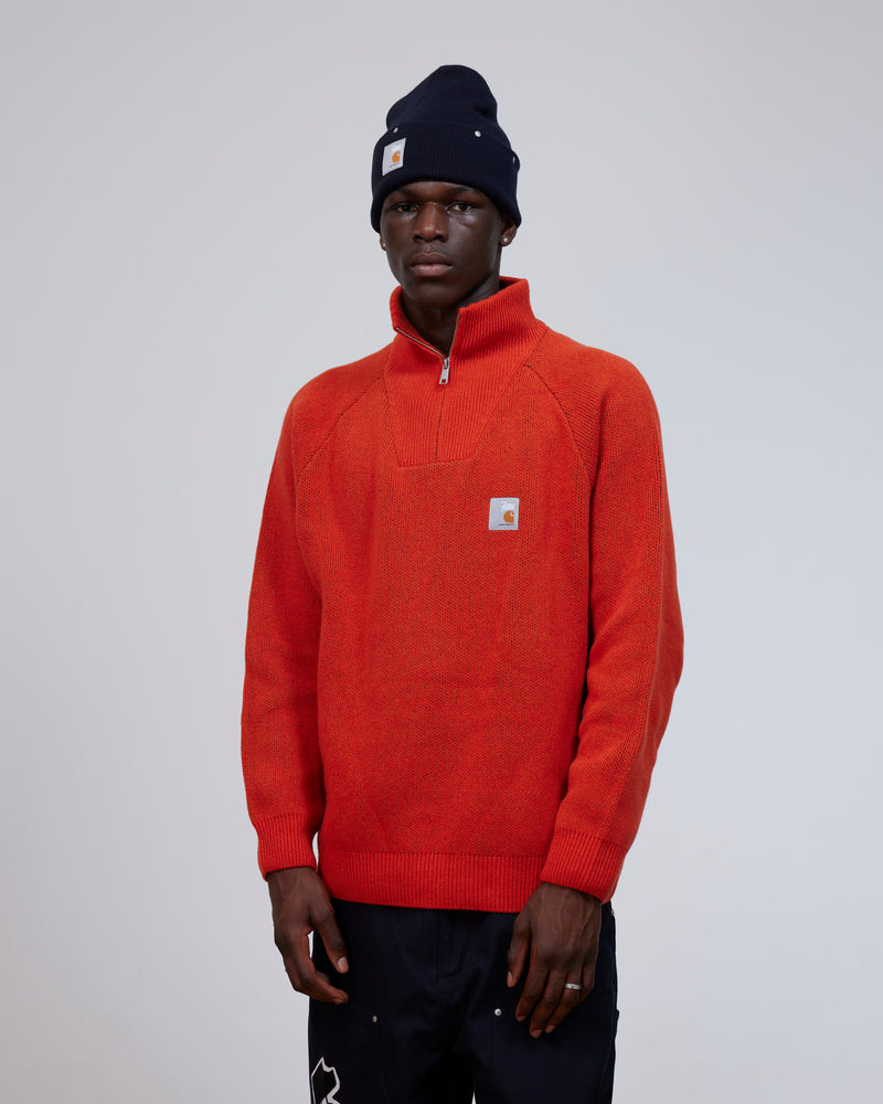 Patta x Carhartt Half-Zip Sweater (Safety Orange/Black)