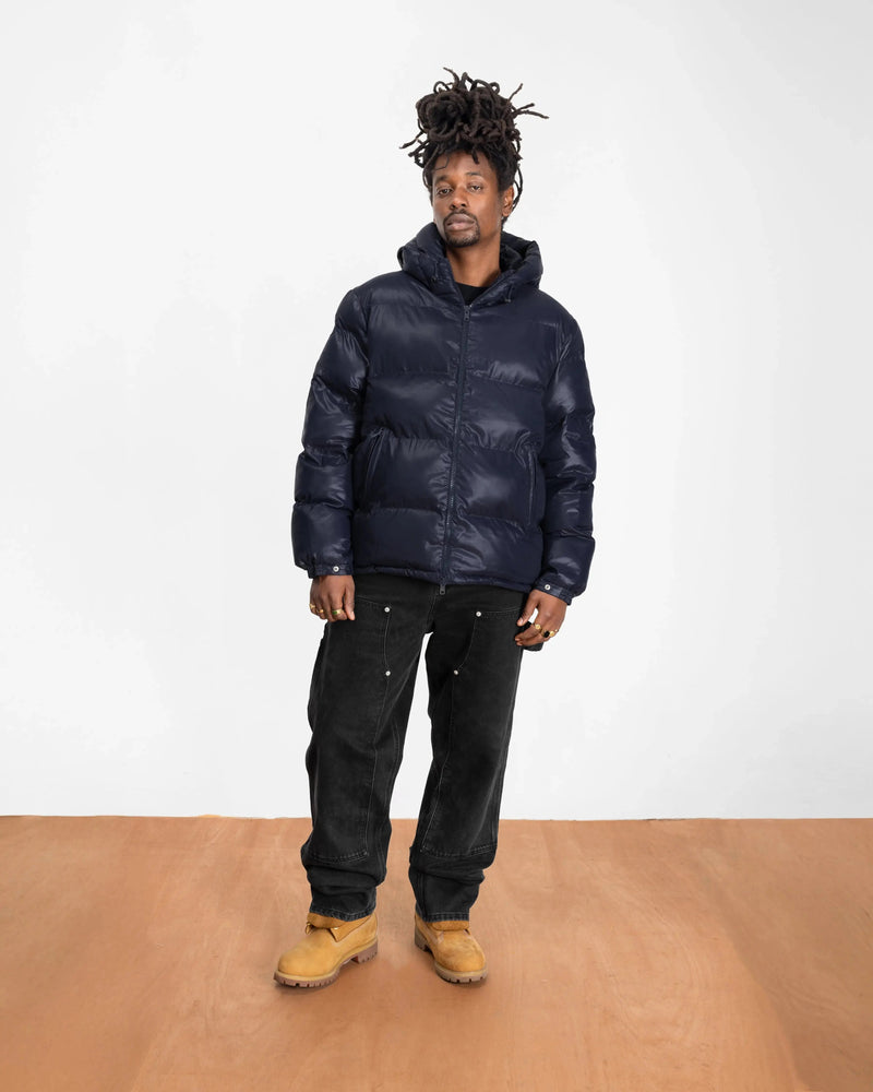 Patta Quilted Script Logo Puffer Jacket Parisian Night