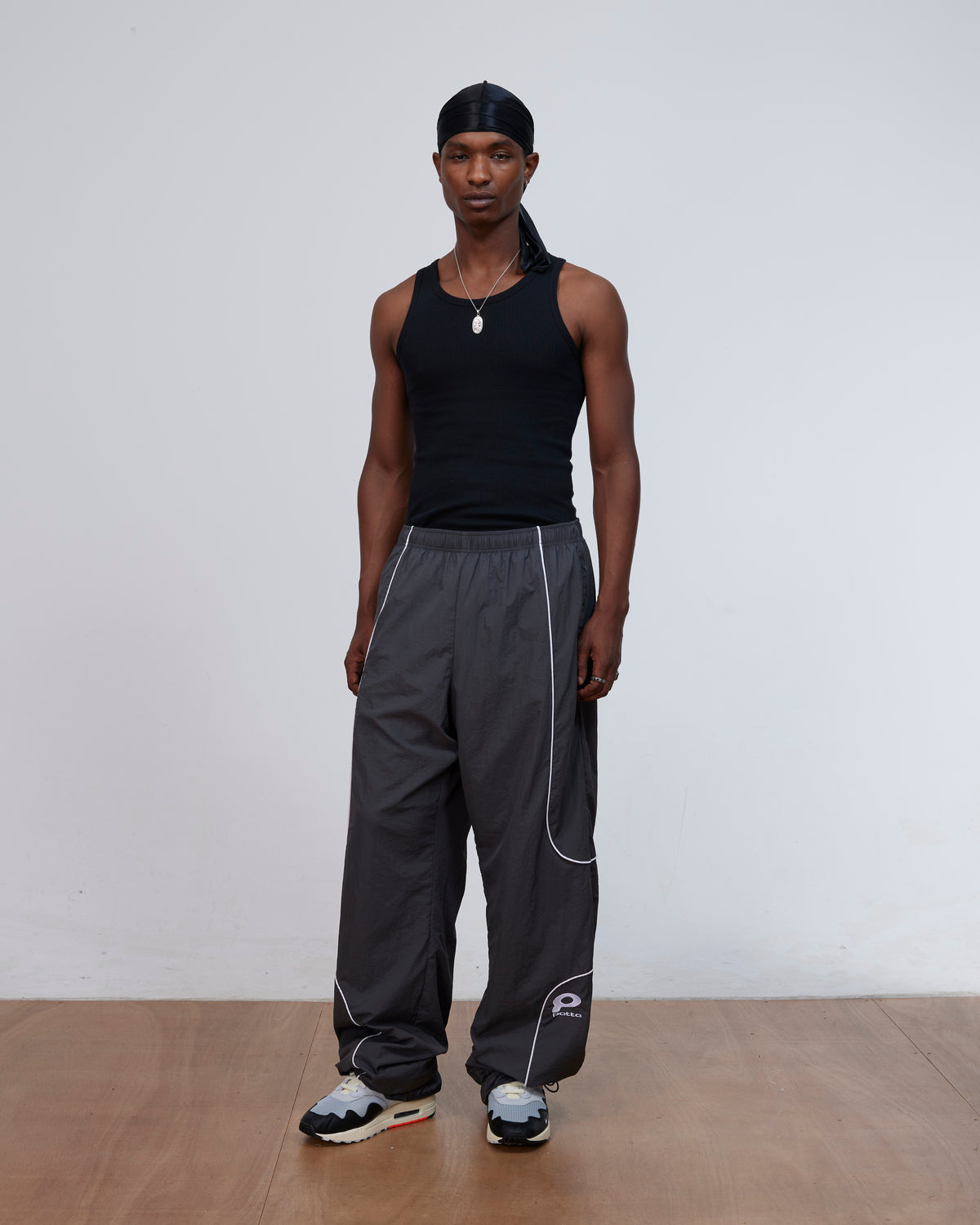 Patta Piping Track Pants (Grey Pinstripe)