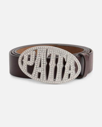Patta Rhinestone Round Logo Belt (Brown)