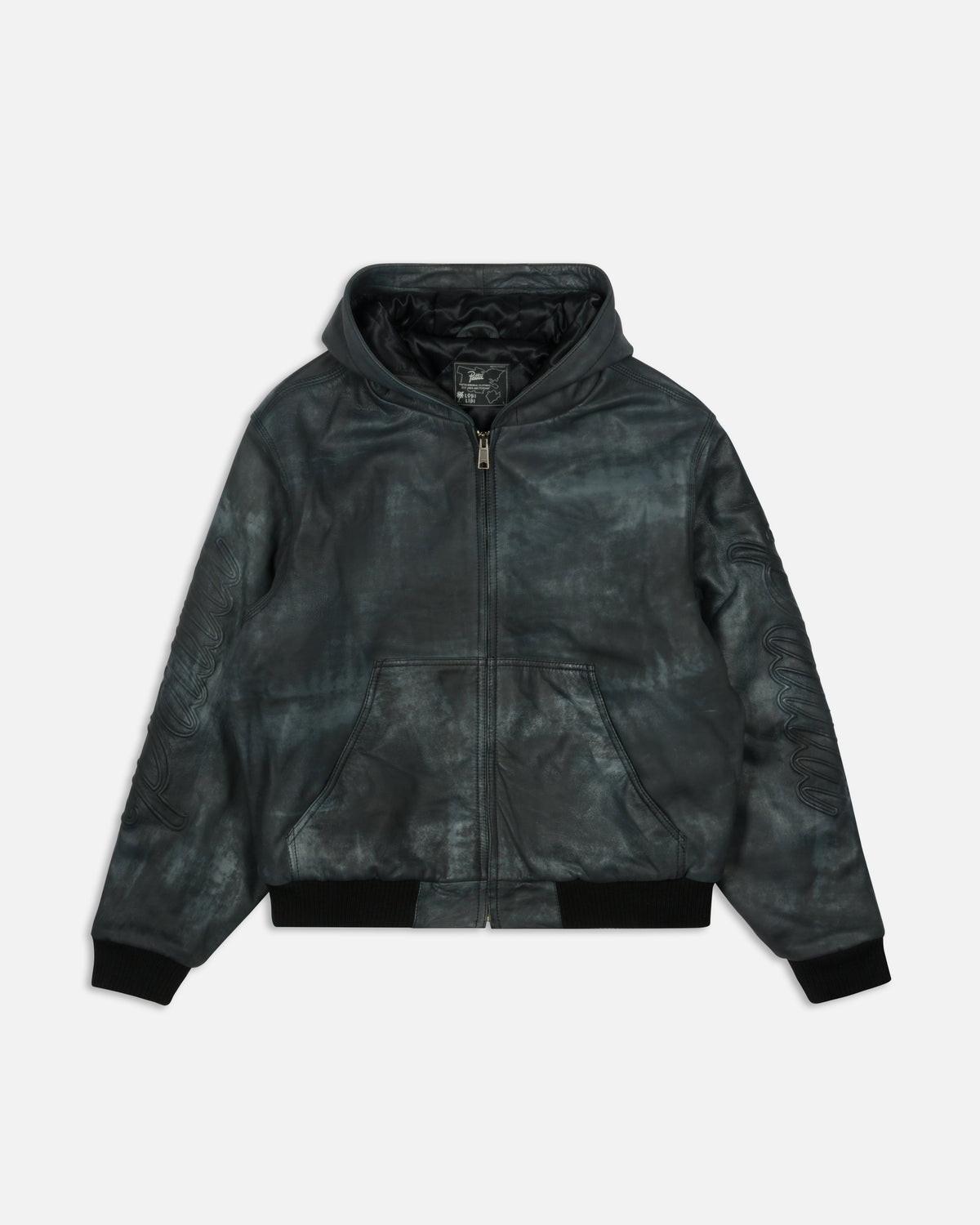 Patta Leather Hooded Bomber Jacket (Black)