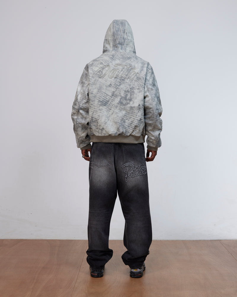 Patta Leather Hooded Bomber Jacket (Moonless Night)