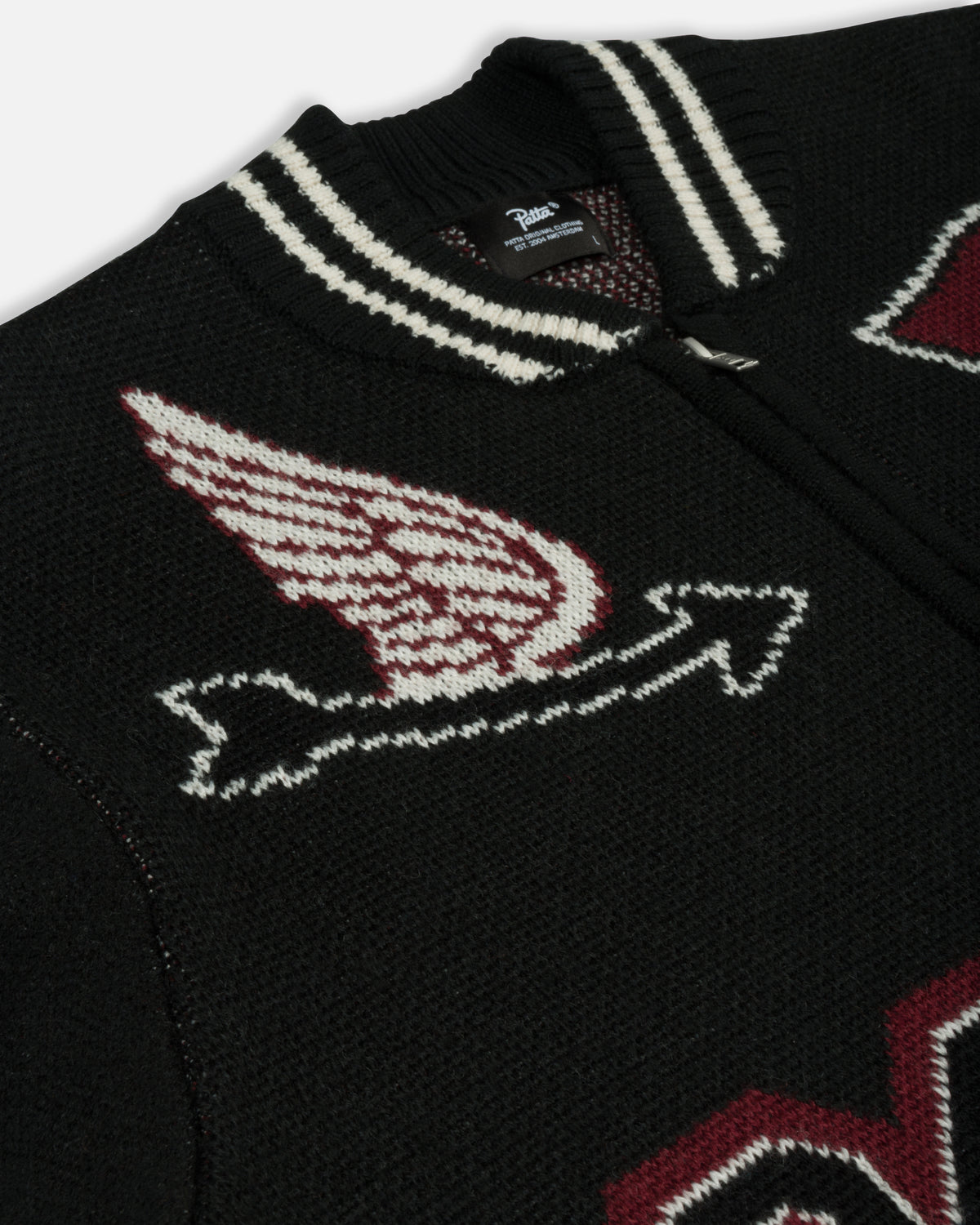 Patta Varsity Knitted Cardigan (Black)