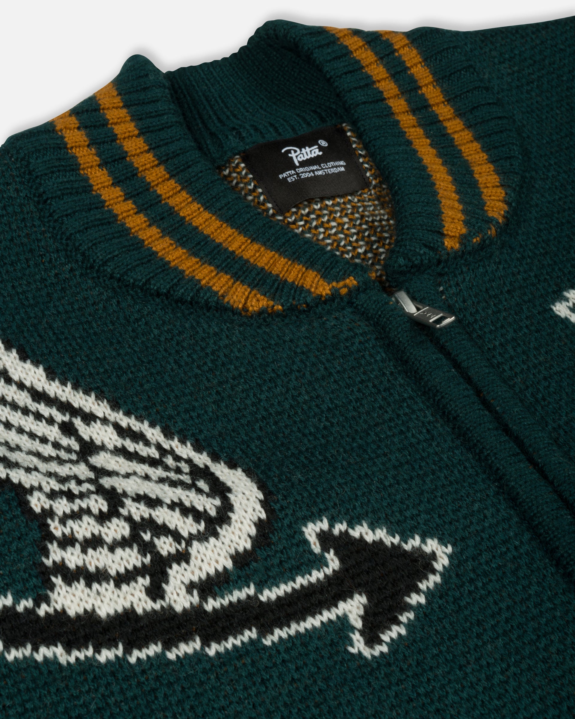 Patta Varsity Knitted Cardigan (Pine Grove)