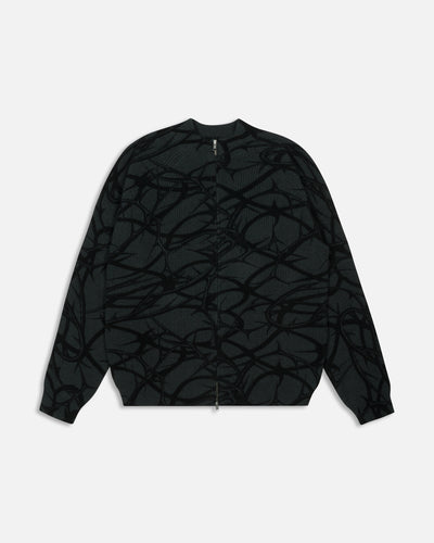 Patta Ribbed Knitted Cardigan (Grey Pinstripe)