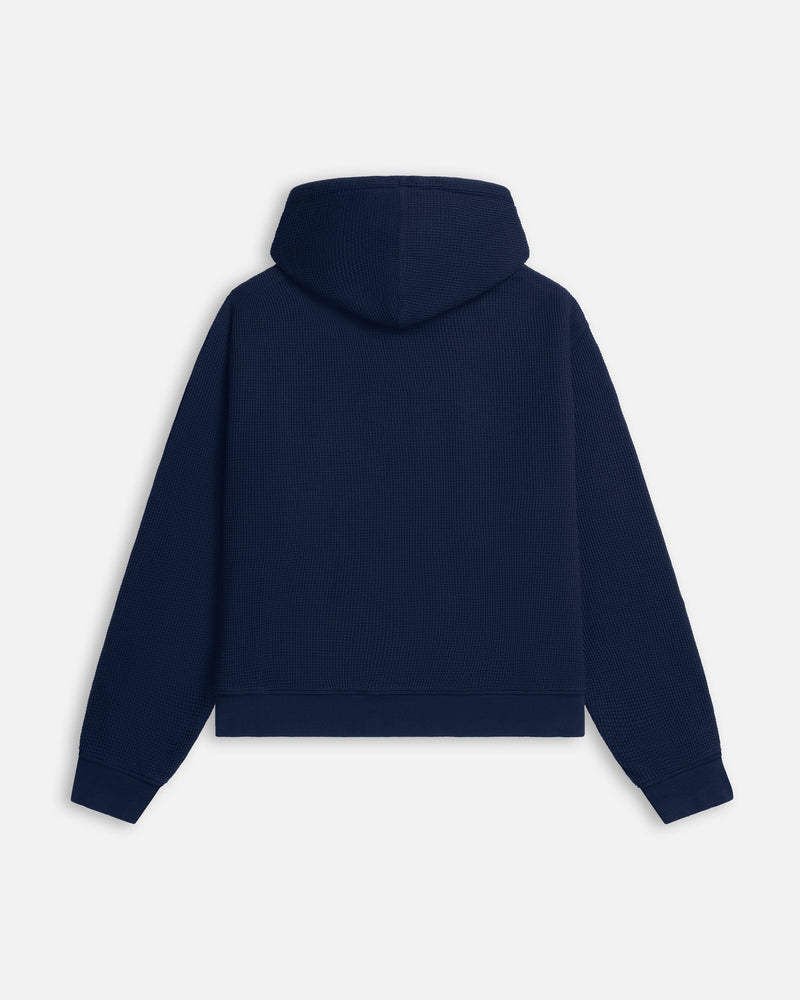 Patta Waffle Reversible Zip Up Hooded Sweater (Black Iris)