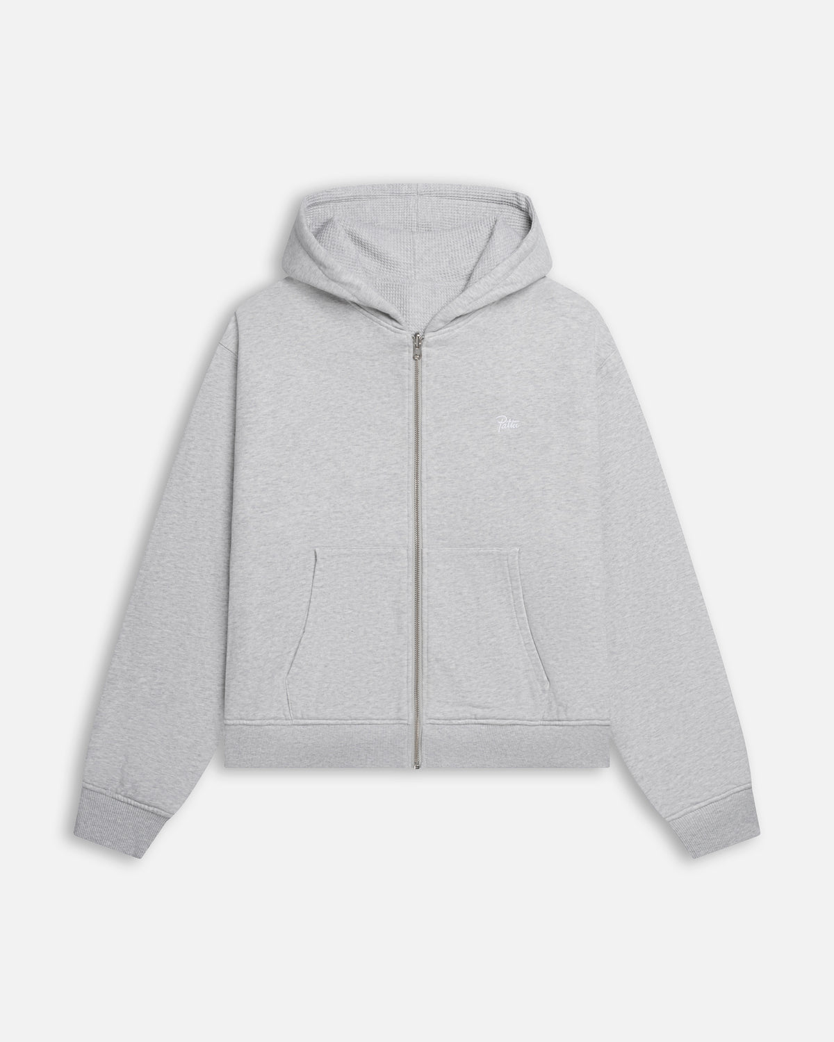 Patta Waffle Reversible Zip Up Hooded Sweater (Grey heather)