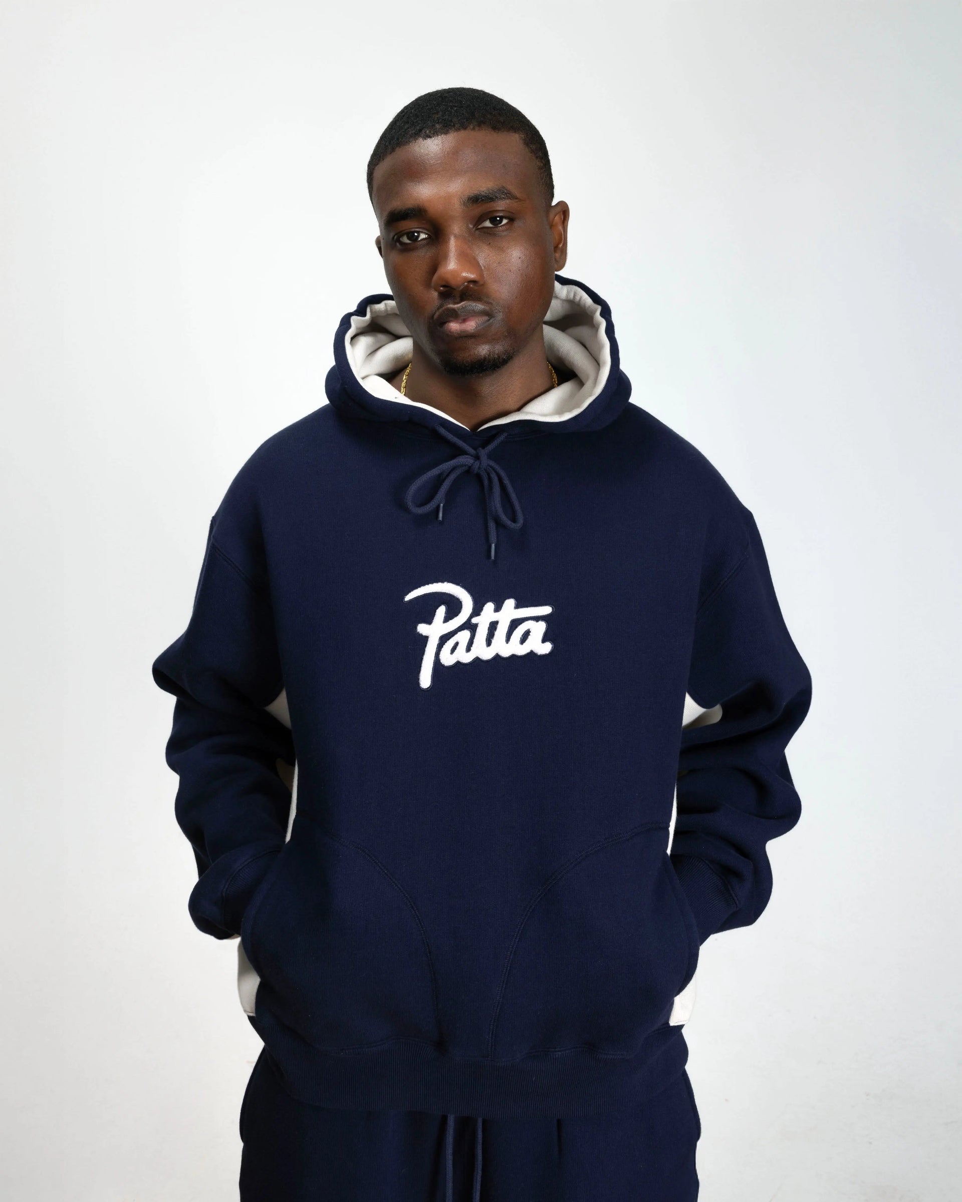 Patta Chenille Logo Hooded Sweater (Black Iris)