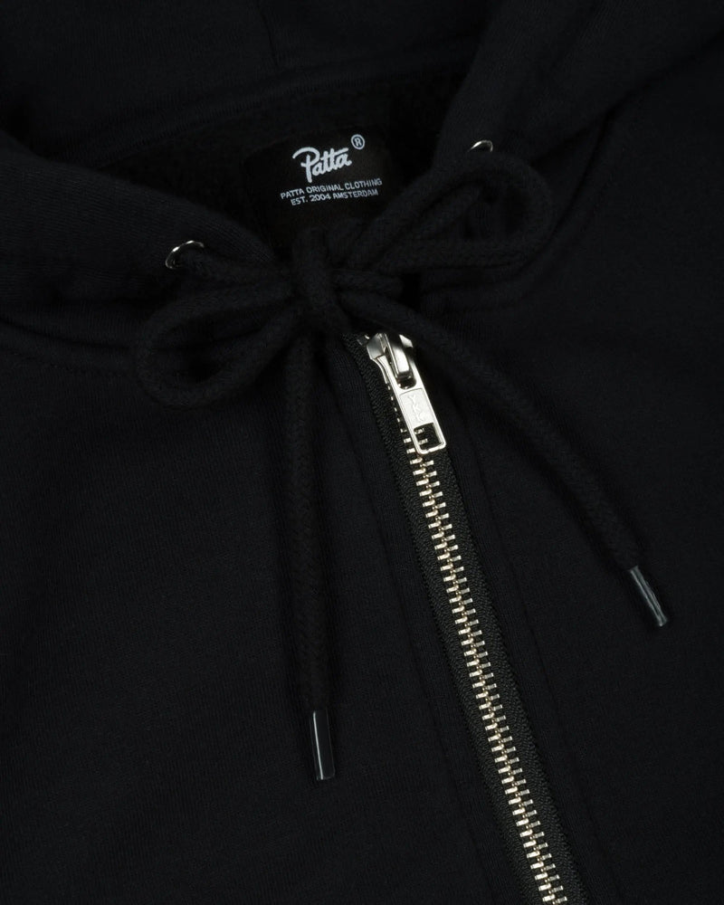 Patta Embro Classic Zip Up Hooded Sweater (Black)