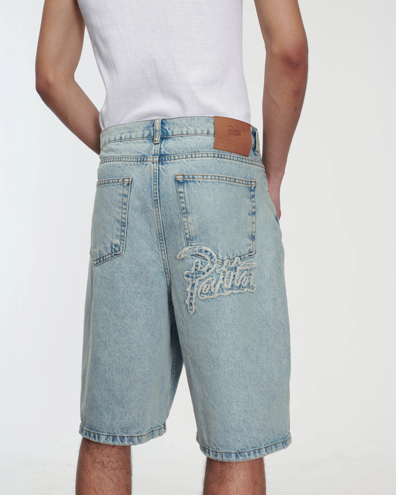 Patta Light Wash Denim Shorts (Light Blue Denim)