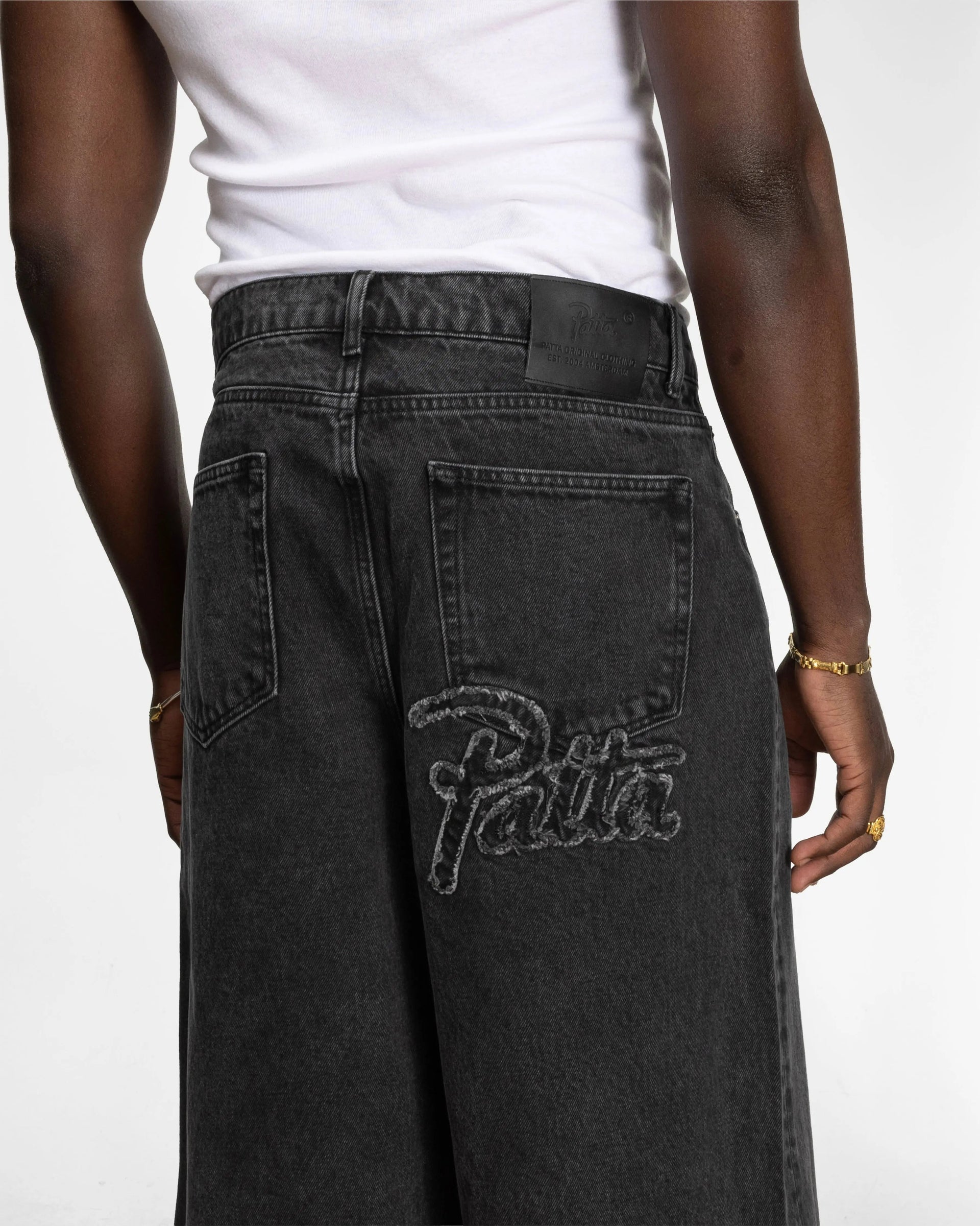 Patta Whiskers Denim Shorts (Black) (Black Denim)