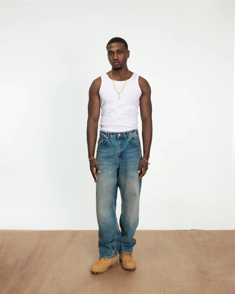 Patta Dirty Whiskers Denim Pants (Sandwashed Light Blue Denim)