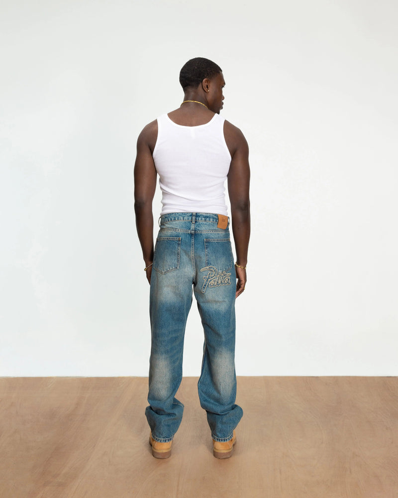 Patta Dirty Whiskers Denim Pants (Sandwashed Light Blue Denim)